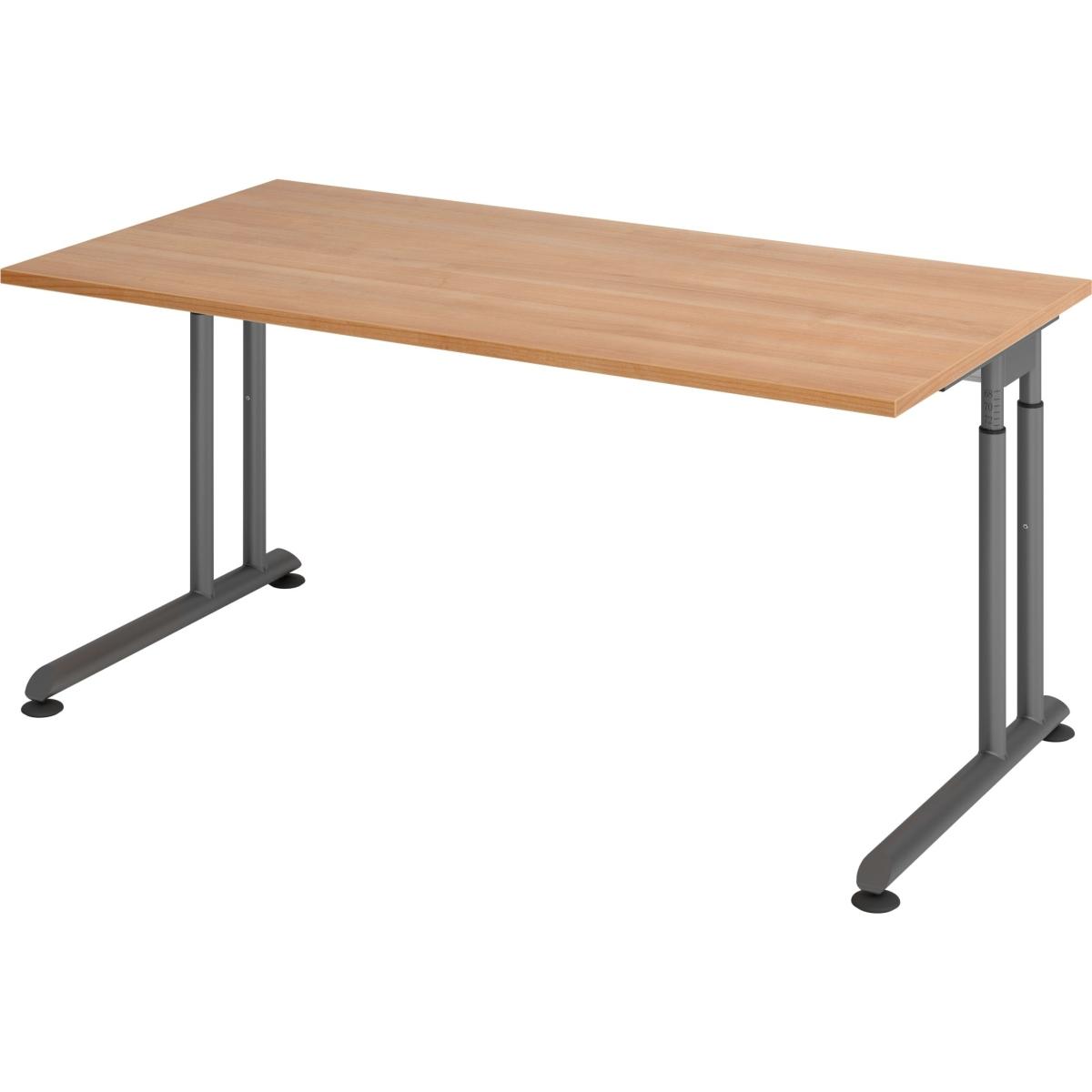 Escritorio, Schreibtisch, Schreibtisch C-Fuss 160x80cm Nussbaum/Graphit (160 x 80 cm)
