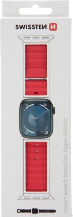 Actual product image Swissten Silicone Band for Apple Watch - Marine Straps 42/44/45/49 mm Red (Silicone)