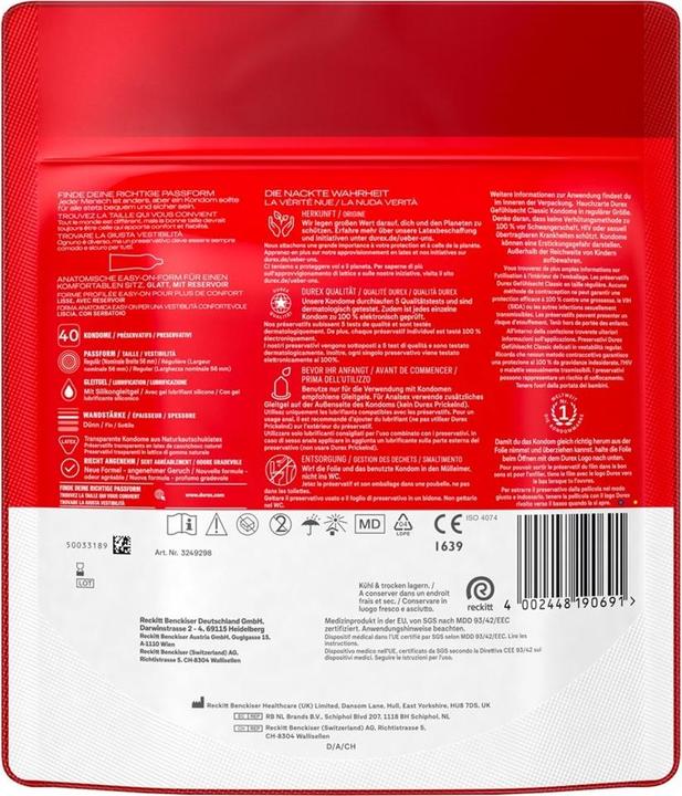 Image du produit Durex Gefühlsecht Classic (40 pcs)