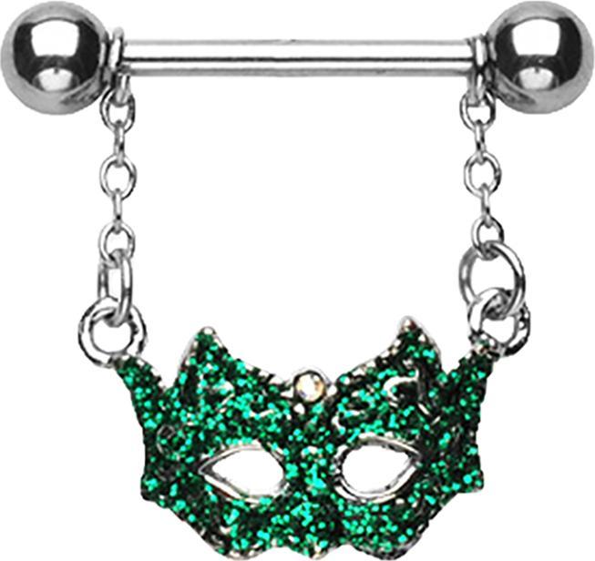 Immagine prodotto Star Piercing Barbell mit grüner Kostümball-Maske (senza ottone, Acciaio chirurgico 316L)
