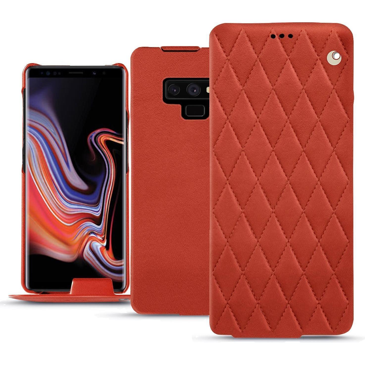 Noreve Lederschutzhülle vertikal (Samsung Galaxy Note 9), Smartphone Hülle, Orange