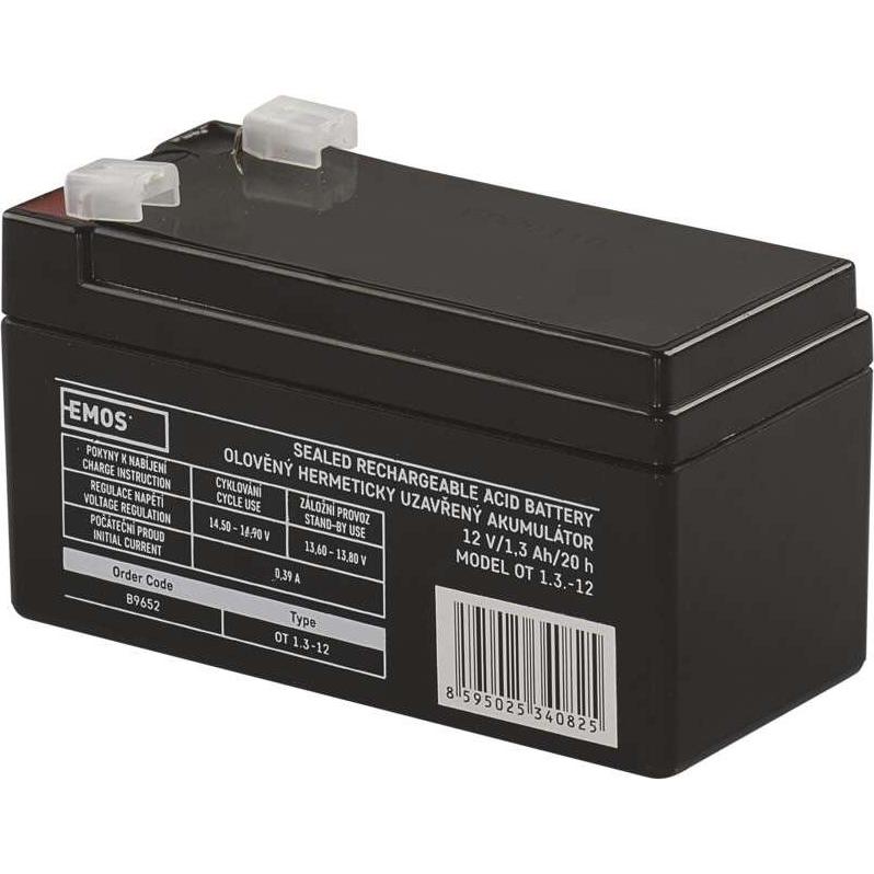 Emos Wartungsfreier Blei-Akku 12 V/1,3 (1 Stk., Gerätespezifisch, 1300 mAh), Batterien + Akkus