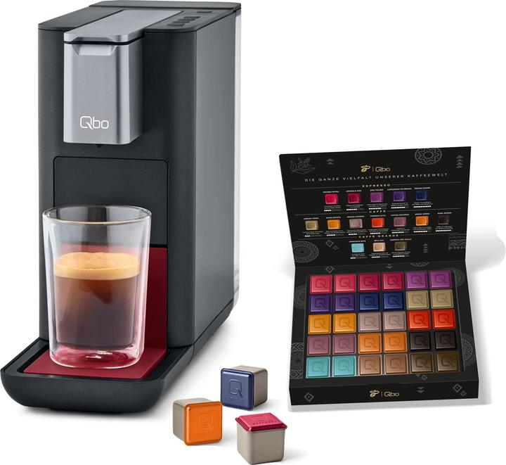 Tchibo Qbo ESSENTIAL Kapselmaschine inkl. 30 recyclebare Qbo Kapseln, Dark Berry
