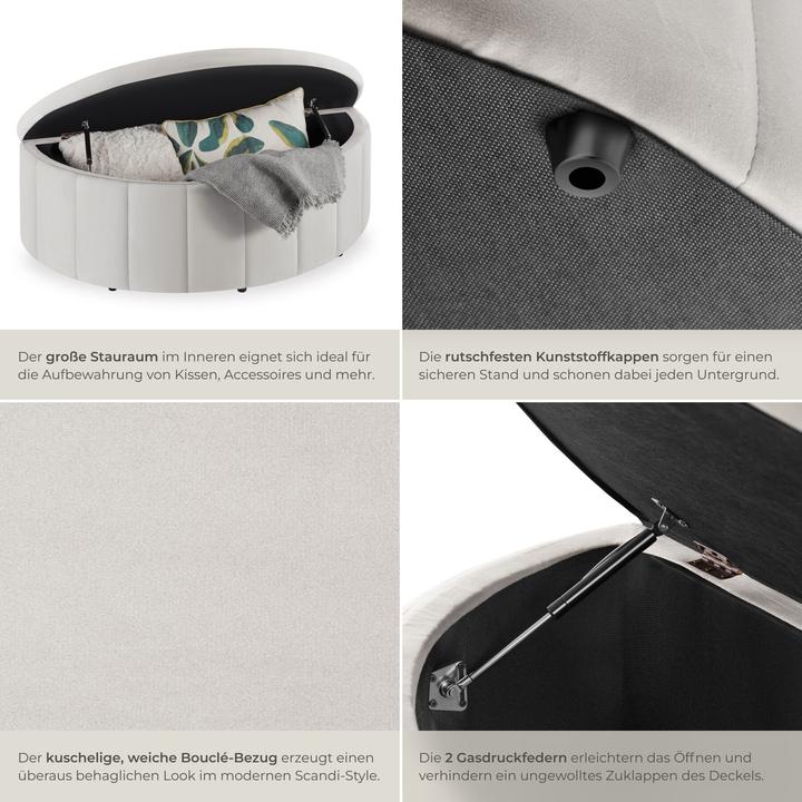 Actual product image tectake Moon upholstered bench with ample storage space, weight capacity 150 kg (108 cm)