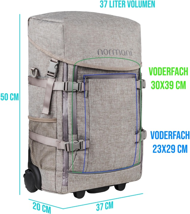 Actual product image Normani Backpack with trolley function and small rucksack - 9063 (45 l, Hand luggage (up to 50 litres))