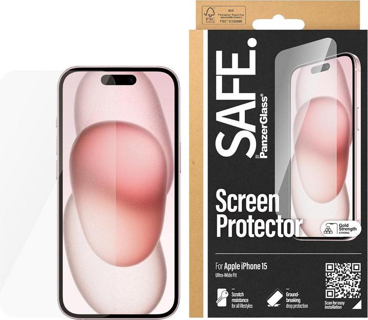 Produktbild PanzerGlass SAFE. Screen Protector Ultra-Wide Fit (1 Stück, Apple iPhone 15)