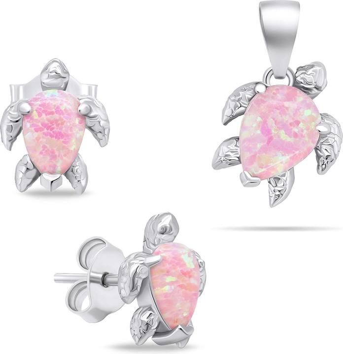 Immagine prodotto Brilio Playful Silver Jewelry Set with Opals Turtle SET235WP (Earrings, Pendant)
