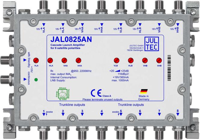 Produktbild Jultec GmbH JULT SAT-Kask.-startverstärker JAL0825AN 8x25dB mit Netzteil JNT19-2000 (Verstärker)
