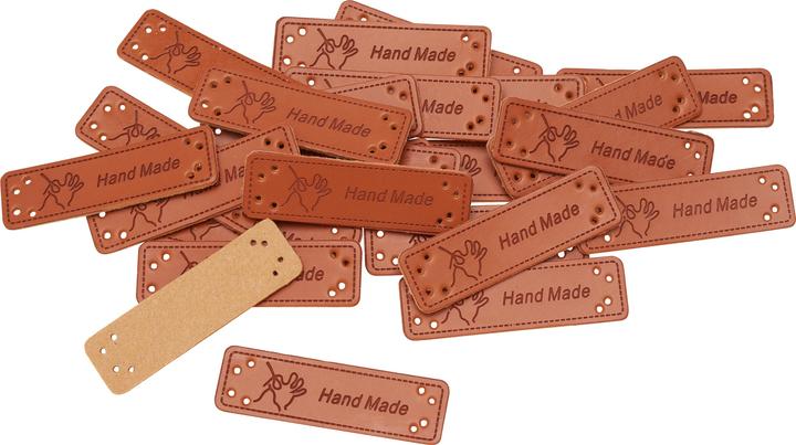 Produktbild VBS XXL Label "Handmade", 25 Stück, Kunstleder zum Annähen (25 x)