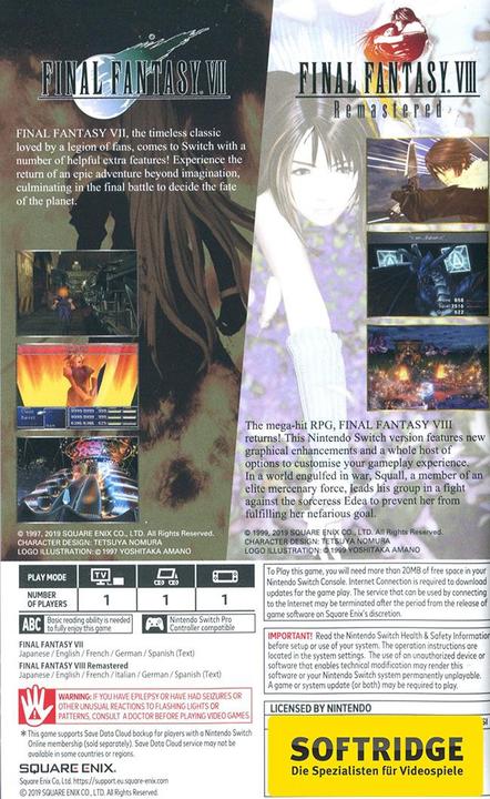 Immagine prodotto Square Enix Final Fantasy 7+8 Twin Pack -UK- (Switch)