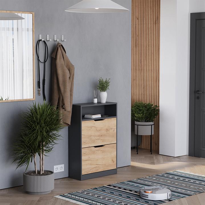 Produktbild Vicco Schuhkipper Luca, Anthrazit/Goldkraft Eiche, 22 x 89.5 cm mit 2 Fächern