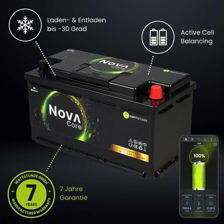 Image du produit Wattstunde Batterie NOVA Core 100 Ah LiFePO4 (12.80 V, 100 Ah)