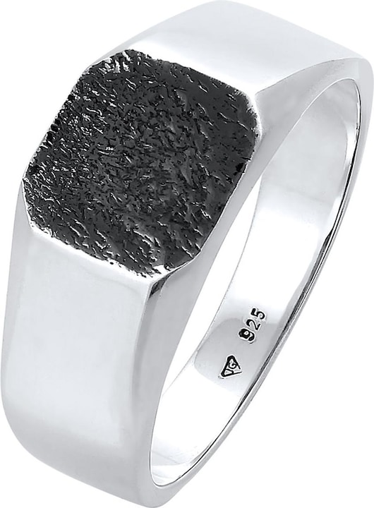 Kuzzoi Ring Basic Siegelring Herren Quadrat Matt 925 Silber