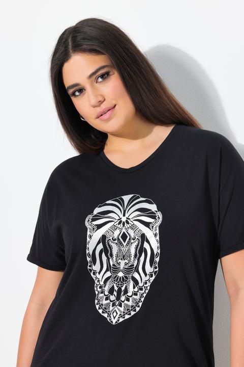 Produktbild Ulla Popken T-Shirt, Tiermotiv, Oversized, V-Ausschnitt, Halbarm (46, 48)