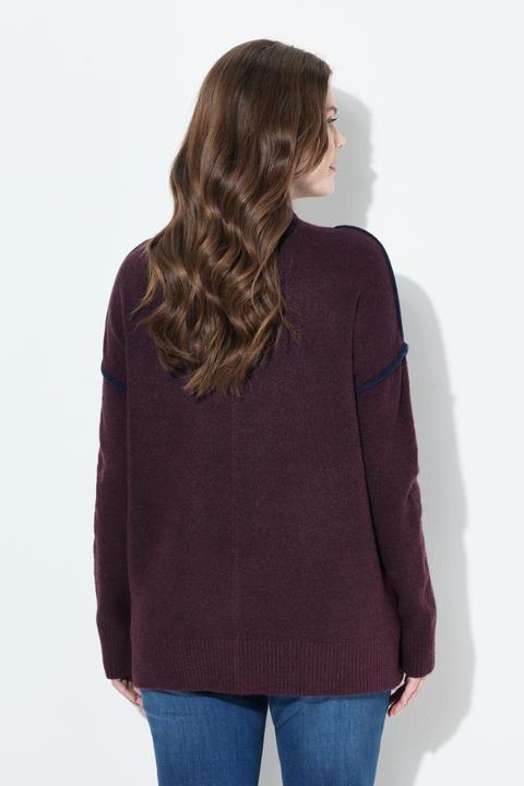 Immagine prodotto Ulla Popken Maglione a righe dal taglio oversize con maniche lunghe e collo alto (50, 52)