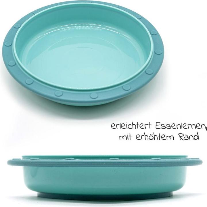 Produktbild MiaMia Kinderteller & Breischalen Babyteller zum Mitnehmen inkl. Besteck - Grün