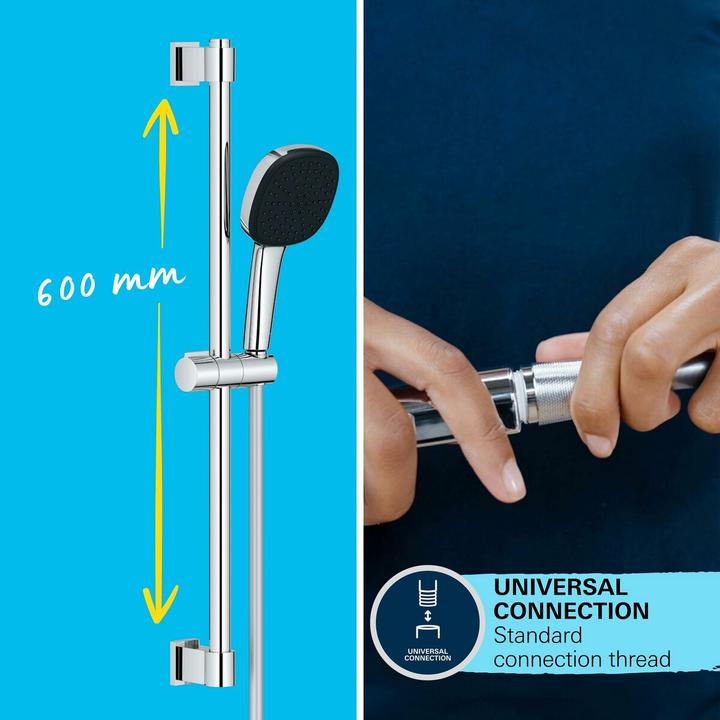 Produktbild Grohe Vitalio Comfort 110 QuickFix Brausestangenset, Länge 600mm, variable Bohrlöcher, kleben oder bohren