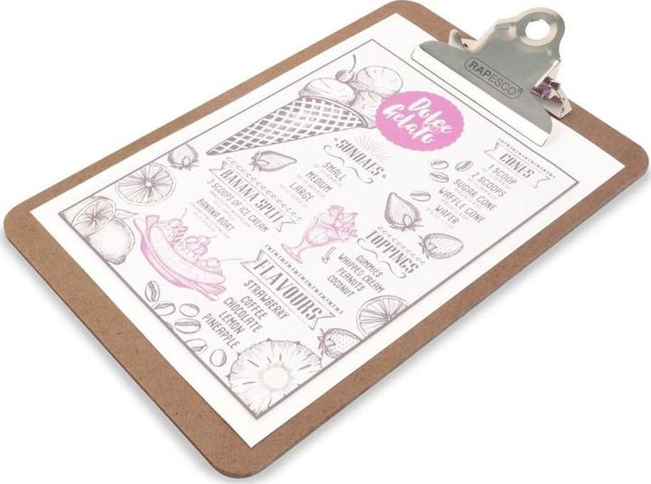 Produktbild Rapesco Klemmbrett, Hartfaser, DIN A4, braun, groáe Klemme (35.50 x 22.80 cm)