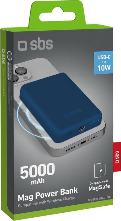 Productafbeelding SBS 5000 mAh draadloze magnetische powerbank (5000 mAh, 10 W, 18.50 Wh)