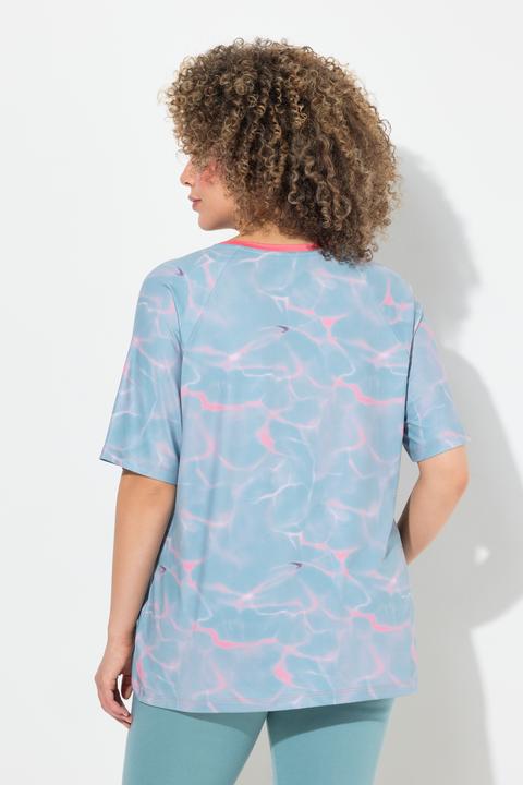 Actual product image Ulla Popken Quick Drying Short Sleeve Wavy Print Tee (58)