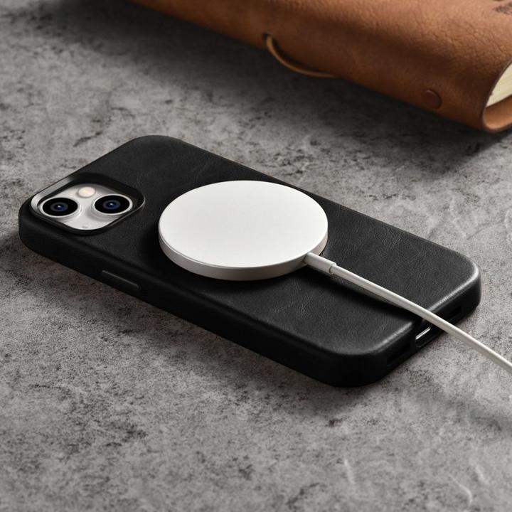 Produktbild iCarer oil wax Premium Ledertasche iPhone 14 Plus Magnetische Ledertasche mit magSafe Schwarz (WMI14 (Apple iPhone 14 Plus)