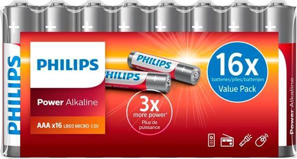 Produktbild Philips 1x16 Power Alkaline AAA Batterie Vorteilspack (16 Stk., AAA / LR03 / Micro / R03 / AM4 / MN2400 / KR03)