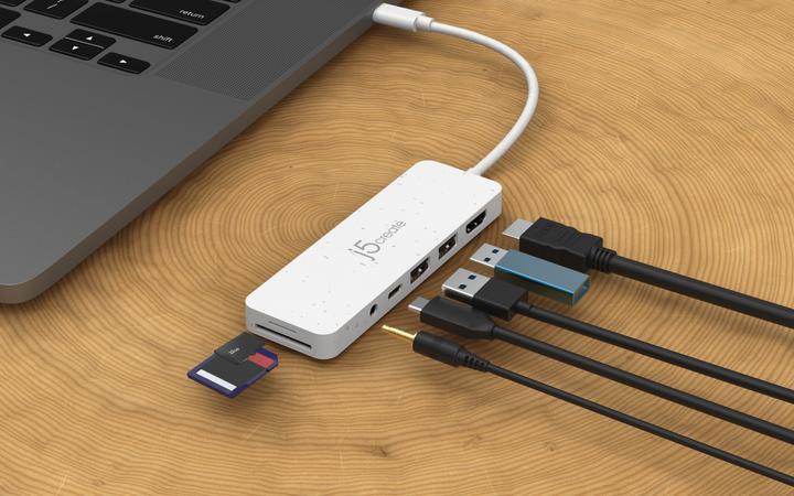 Produktbild j5Create JCD373EW-N Umweltfreundlicher USB-C®-Hub mit mehreren Anschlüssen und Power Delivery (USB-C, 6 Ports)