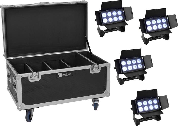 Produktbild Eurolite Set 4x Multiflood IP 8x10W RGBW Wash CRMX + Case