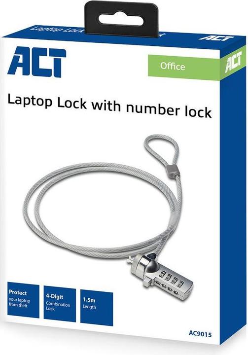 Produktbild ACT Notebook lock, 1,5m, number lock