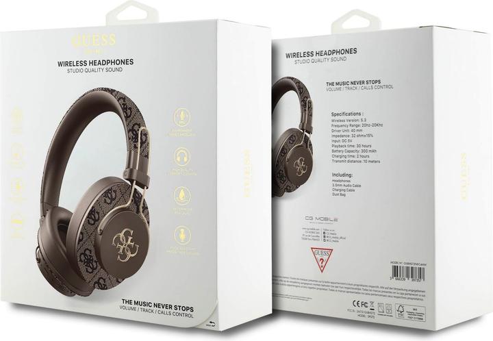 Image du produit Guess ENC 4G Metal Logo Bluetooth Stereo Headphone - brown (30 h, Sans fil)