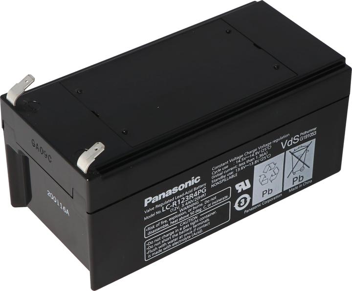 Actual product image Panasonic Battery LC-R123R4PG Battery 12 Volt 3,4Ah with Faston F1 connection 4,8mm plug contacts (12 V)