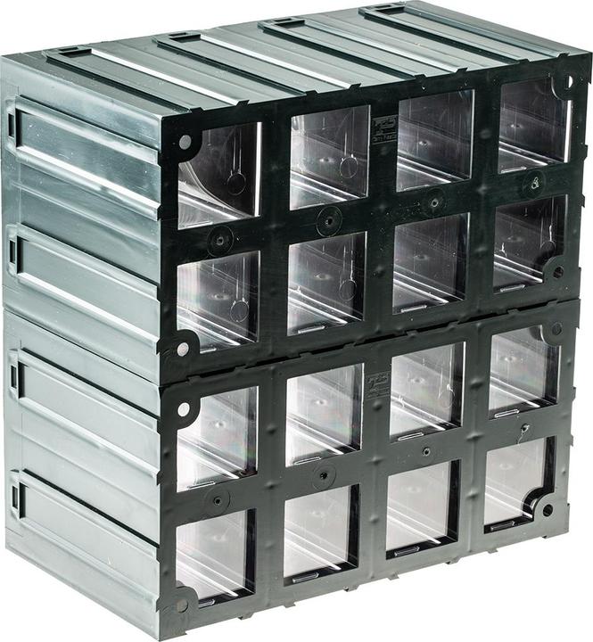 Produktbild RS PRO Kunststoff Schubladenmagazin Transparent, 16 Einschübe, 208mm x 208mm x 132mm (8 Teile)