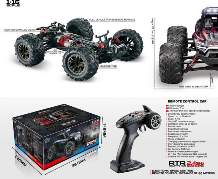 Image du produit Absima Echelle 1:16 4WD High Speed Sand Buggy X TRUCK 2,4GHz Noir/Rouge (RTR Prêt à fonctionner)
