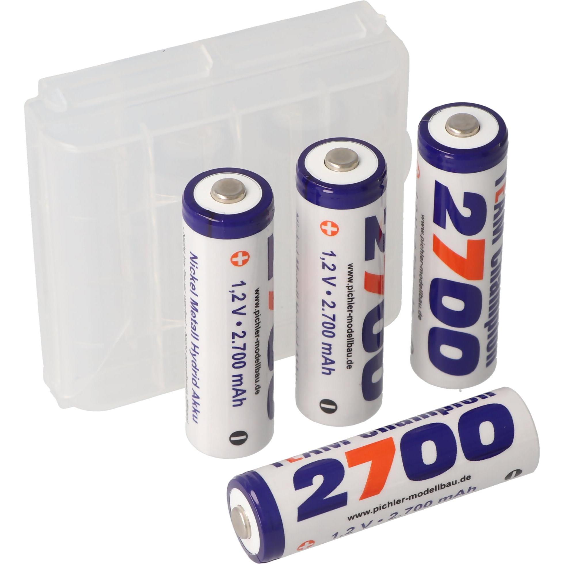 XCell Team Champion Akku Mignon/AA 2700mAh 4er Set inklusive praktischer Aufbewahrungsbox AA (4 Stk., AA, 2700 mAh), Bat...