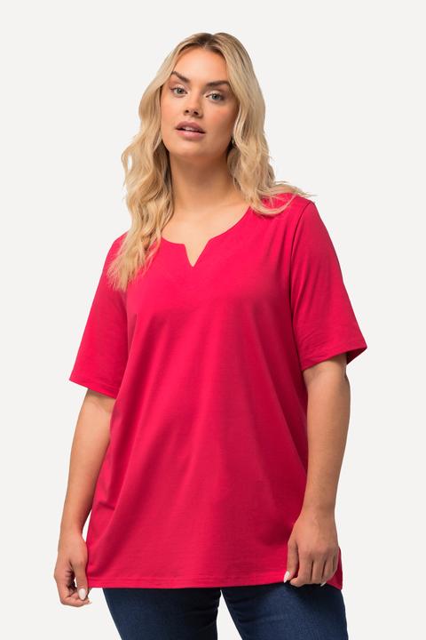 Immagine prodotto Ulla Popken T-shirt dal taglio svasato con scollo a tunica e mezze maniche (42, 44)