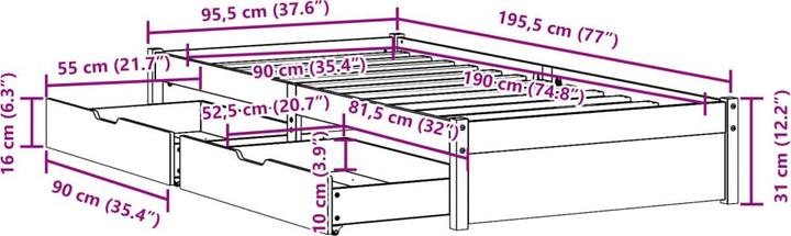 Image du produit vidaXL Bettrahmen (90 x 190 cm)