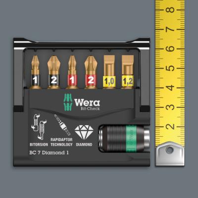 Produktbild Wera Bit-Check 7 Diamond 1 (Kreuz Phillips PH M1, Kreuz Phillips PH M2, Kreuz Pozidriv PZ M1)
