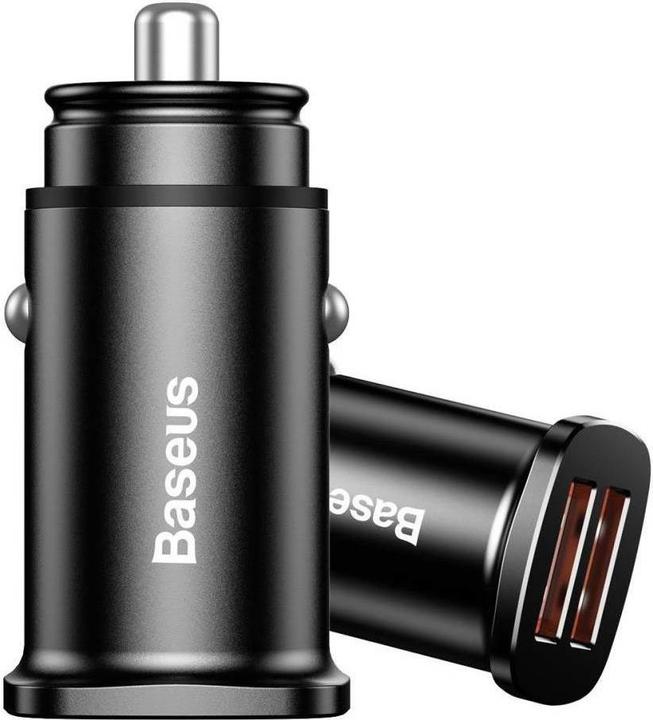 Baseus Square metal A+A 30W Dual QC3.0 Quick Car Charger Black