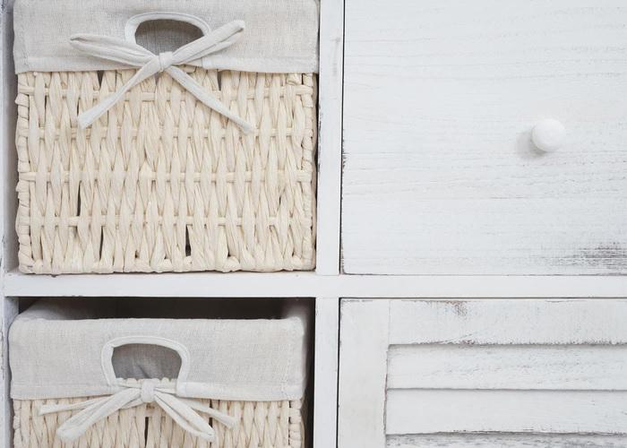 Produktbild Mendler Kommode HWC-H21, Schrank Schubladenkommode, Massiv-Holz Korb-Schublade 80x60x30cm - shabby weiss (80 x 60 x 30 cm)