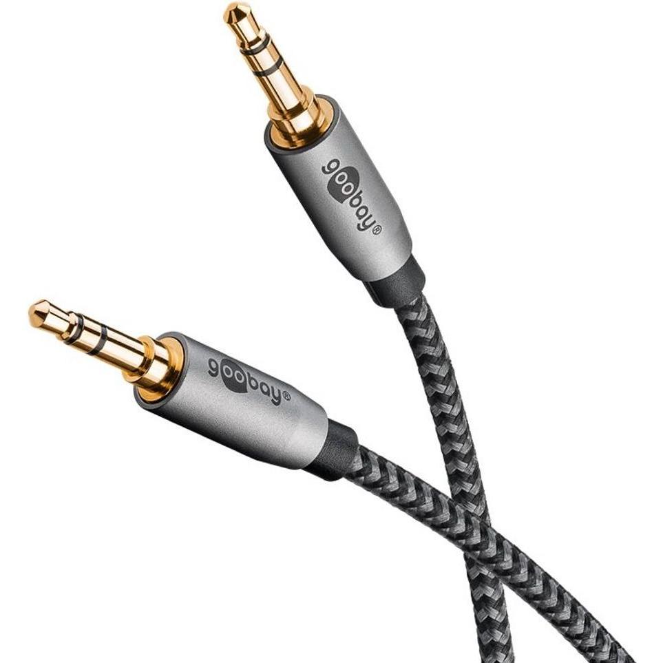 Goobay Audio Verbindungskabel AUX, 3,5 mm stereo, 0,5 m, Sharkskin Grey (0.50 m, 3.5mm Klinke (AUX)), Audio Kabel