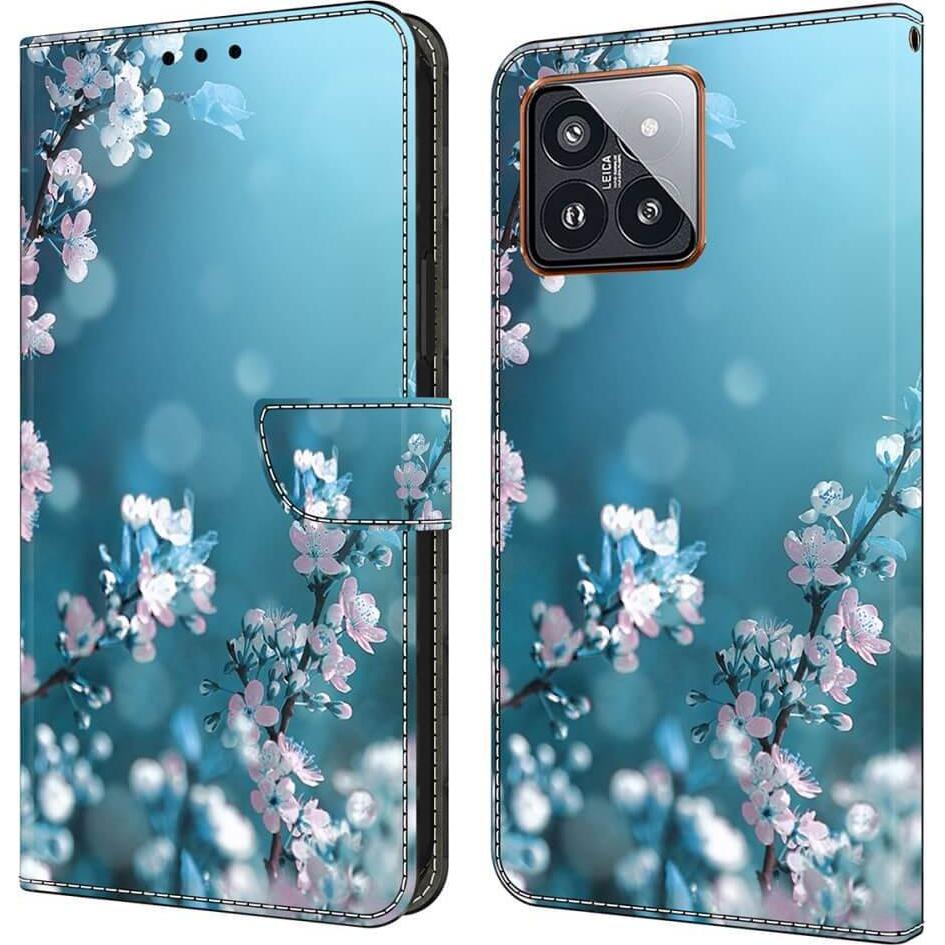 Cover-Discount Xiaomi 14 Pro - 3D-Effekt Hülle Etui Blüten (Xiaomi 14 Pro), Smartphone Hülle, Mehrfarbig