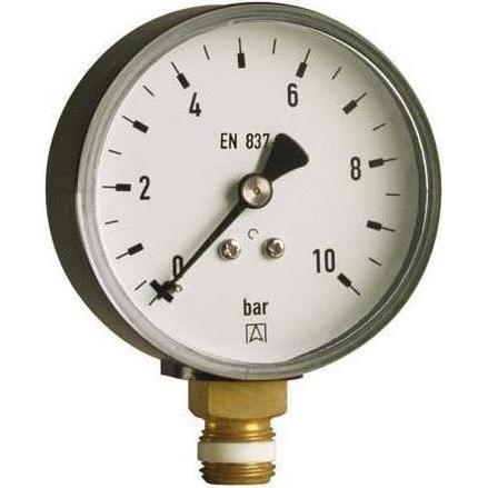 Afriso, Zubehör Sanitärinstallation, Rohrfedermanometer RF 63 radial G 1/4 B, 10 bar, Gehäuse-d= 63mm