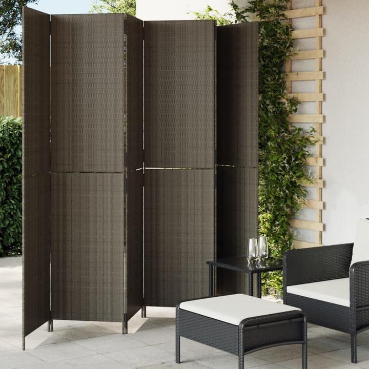 Produktbild vidaXL Paravent 6-tlg. Grau Poly Rattan,Farbe: Grau,Material: Poly