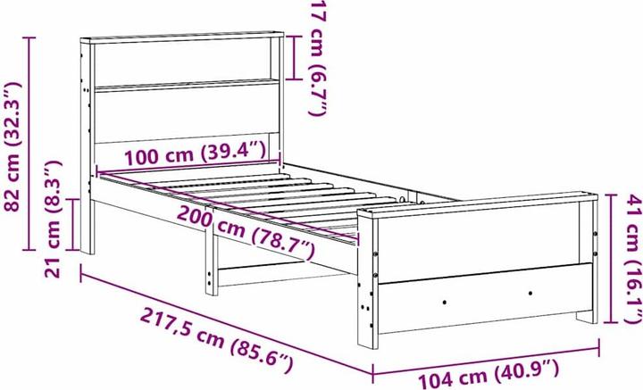Actual product image vidaXL Bettgestell (100 x 200 cm)