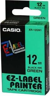 Actual product image Casio XR-12GN1 Colour ribbon 12mm, black/green (1.20 cm, Black, Green)