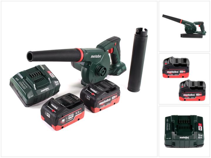 Actual product image Metabo AG 18 Battery blower 18 V + 2x LiHD battery 5.5 Ah + charger (Rechargeable battery operated, Leaf vacuums)