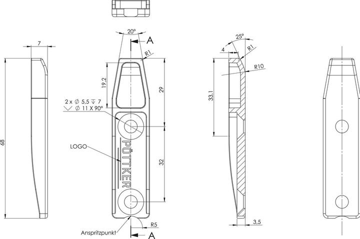 Produktbild Pöttker Ausgleichssicherung Alu 77 Frontslide Kunststoff silber