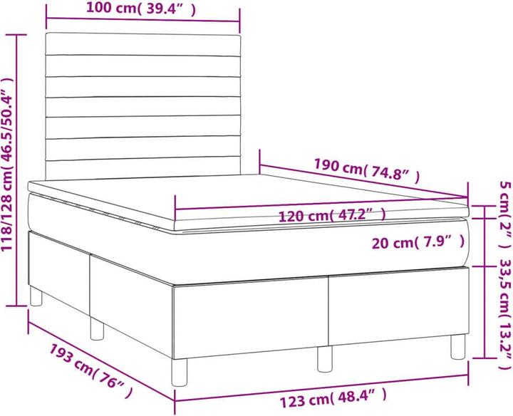 Image du produit vidaXL Boxspringbett (120 x 190 cm)
