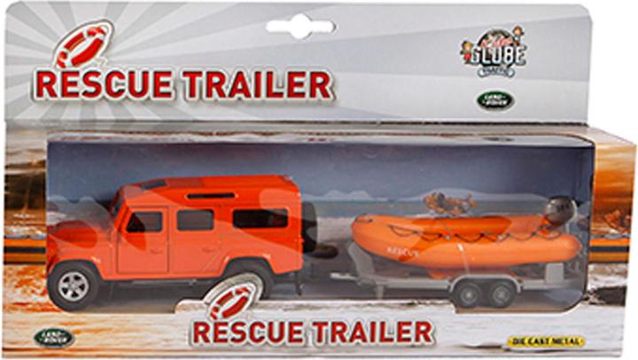 Actual product image Kids Globe Traffic Die cast Land Rover with lifeboat