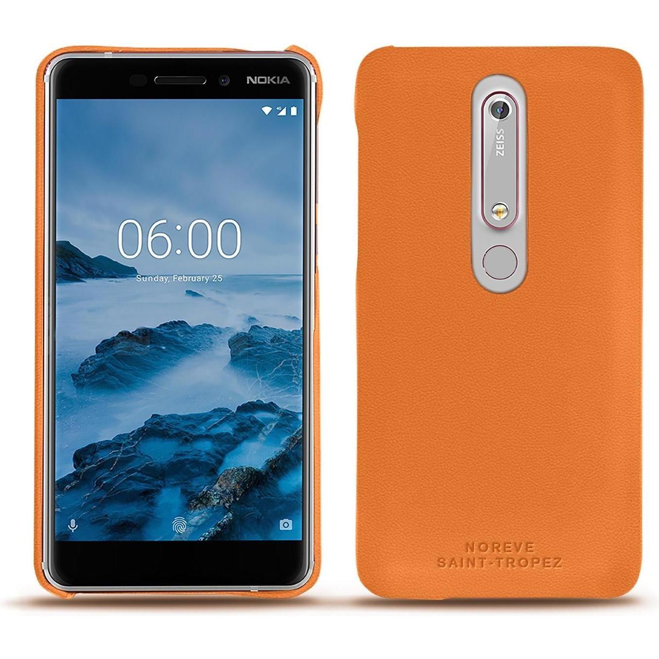 Noreve Lederschutzhülle (Nokia 6 (2018)), Smartphone Hülle, Orange